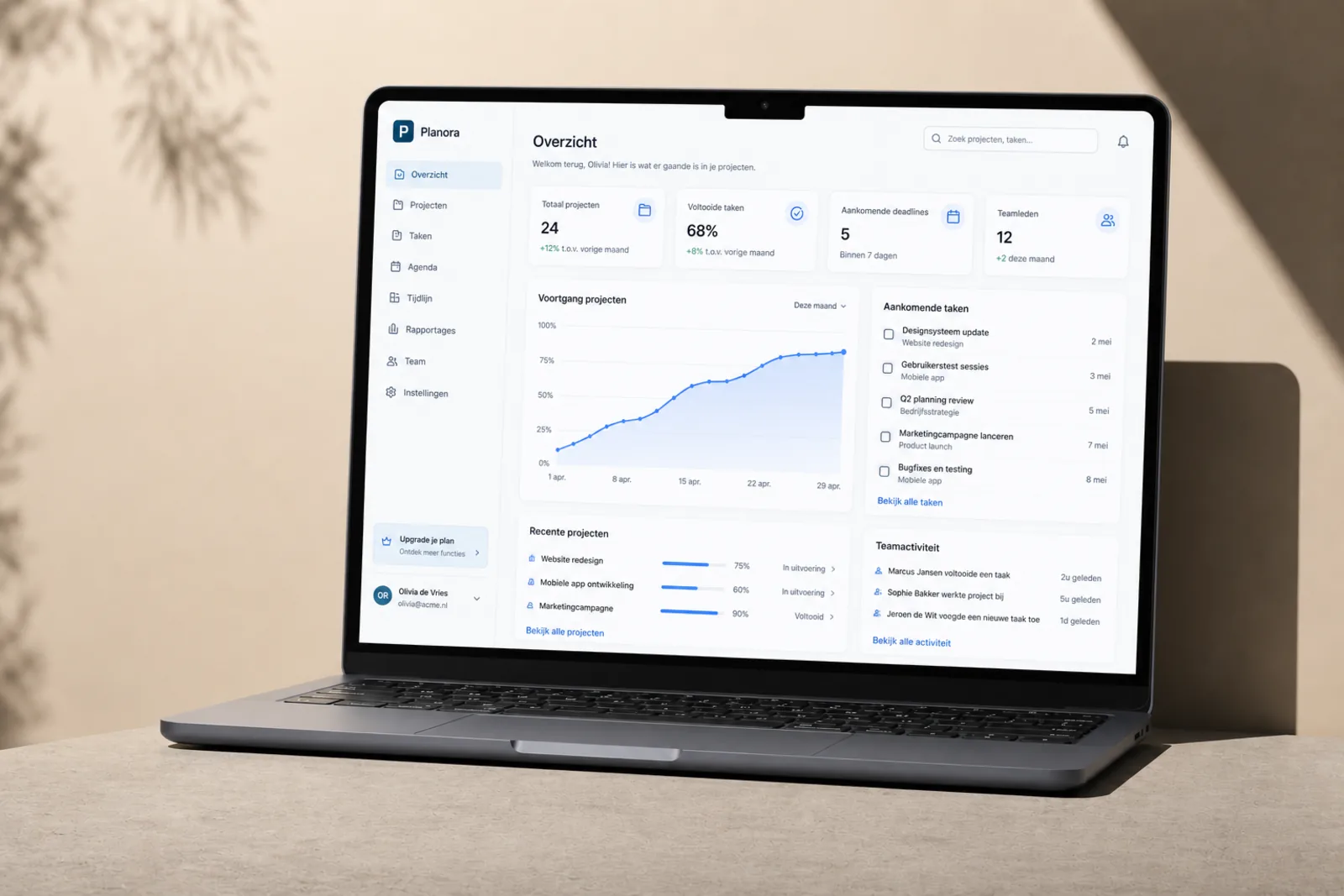 Voorbeeld van een maatwerk dashboard gebouwd door Frappant